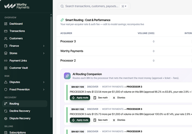 Smart routing dashboard